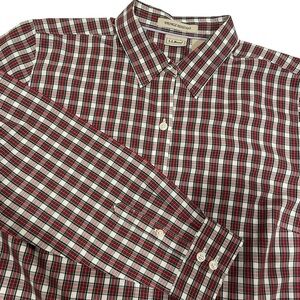 L.L. Bean Men’s Plaid Button Down Party Shirt Christmas Holiday Red Green M
